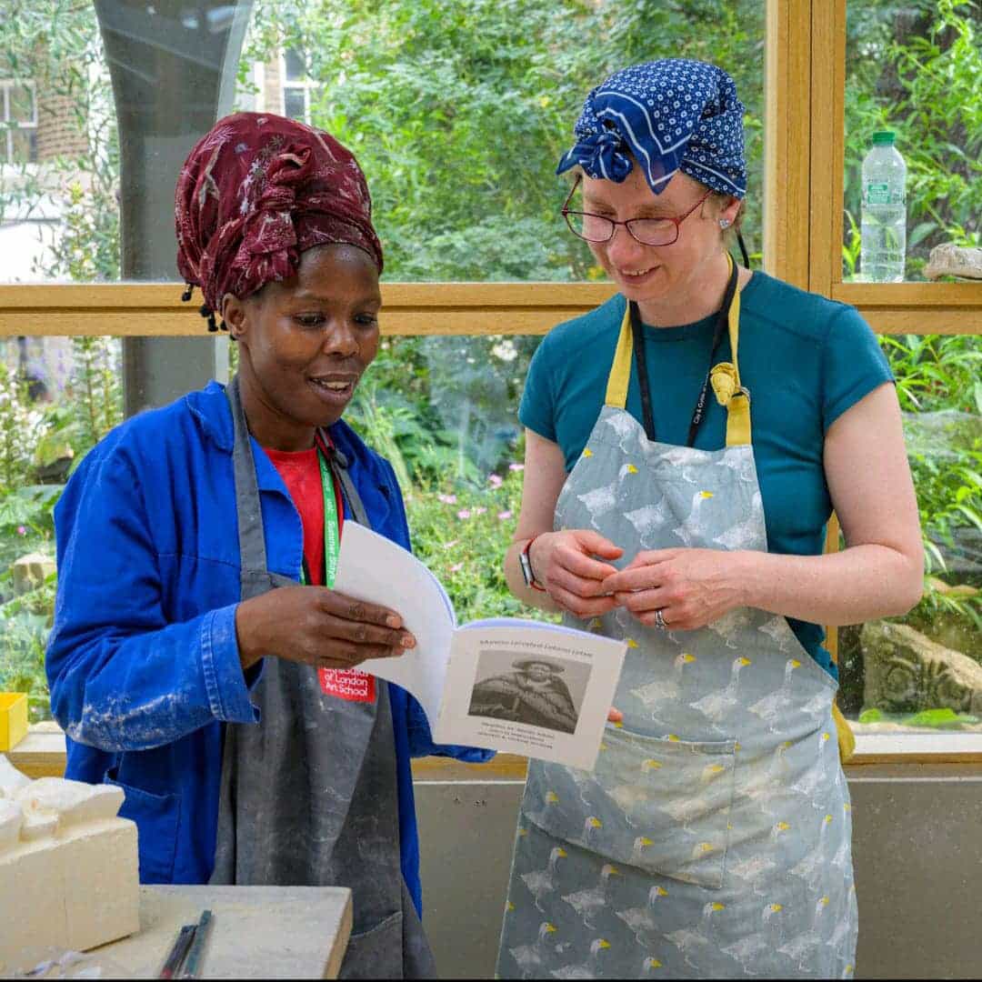 Maneo Sekata at City and Guilds of London Art School reviewing heritage conservation work