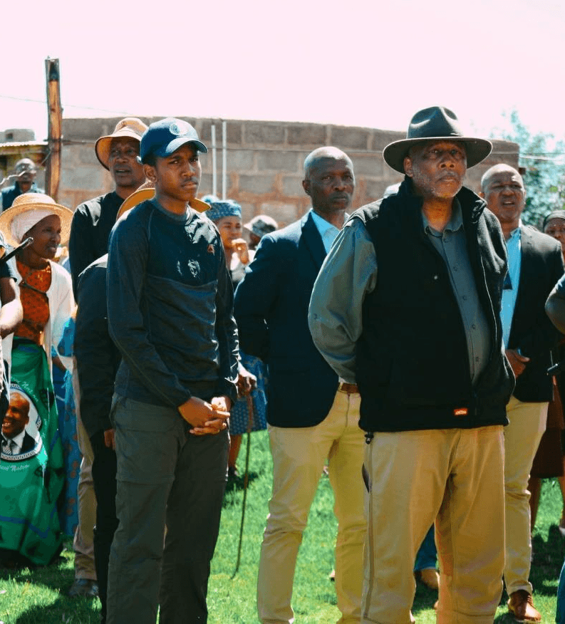 His Majesty King Letsie III at a community gathering in the Makhoarane region
